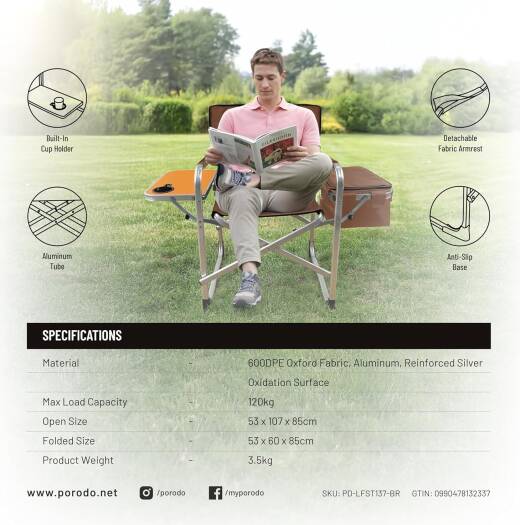 Porodo Lifestyle Outdoor Folding Director Chair
