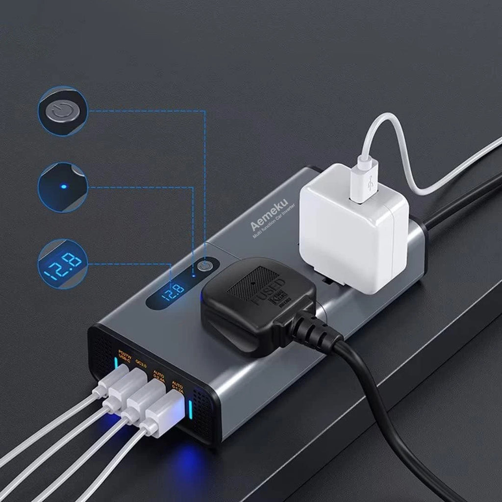 200W Car Power Inverter, DC 12V to 220V