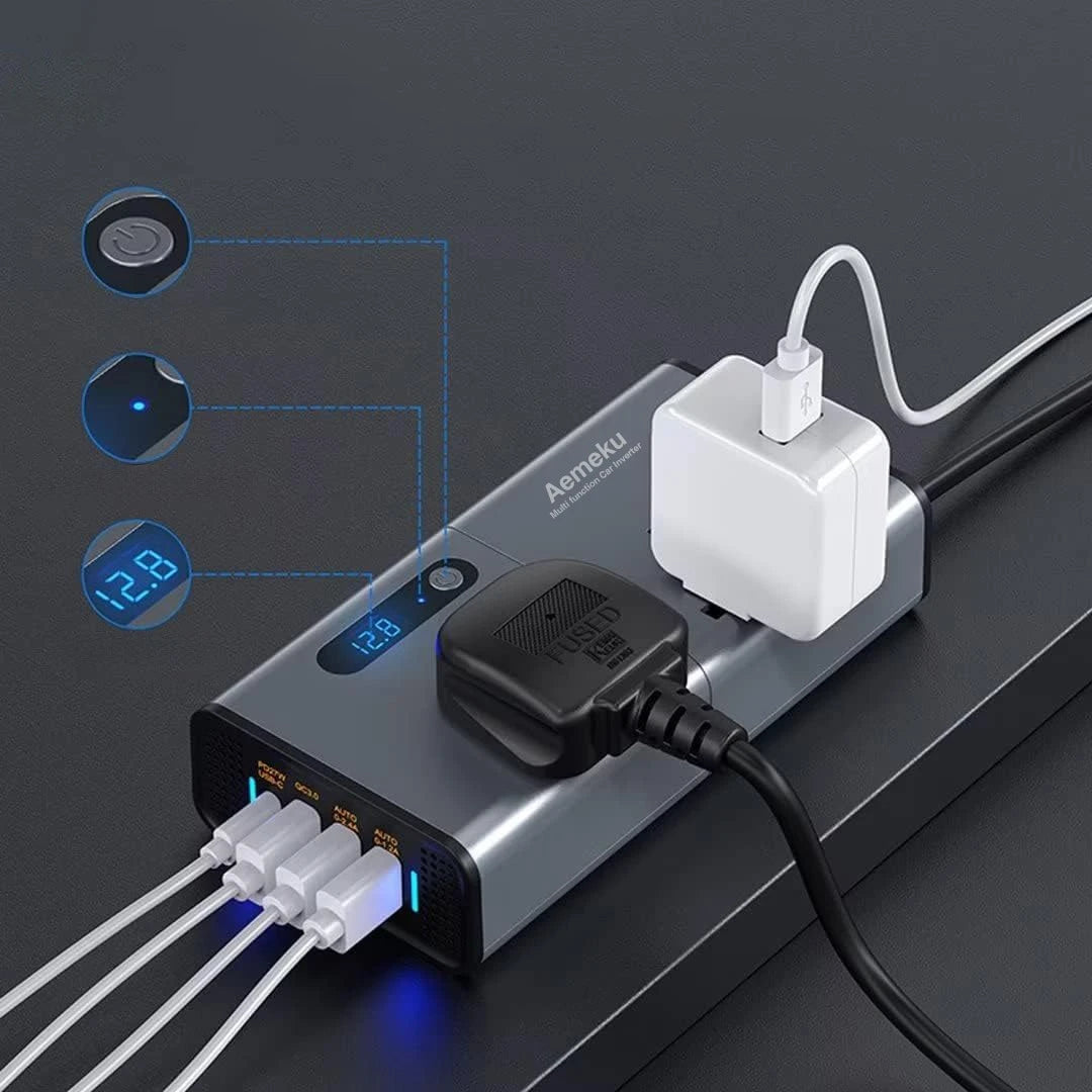 200W Car Power Inverter, DC 12V to 220V